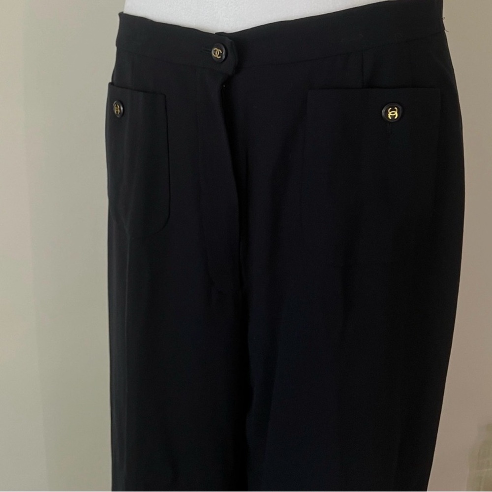 Authentic CHANEL dark navy wide leg super cute runs snug